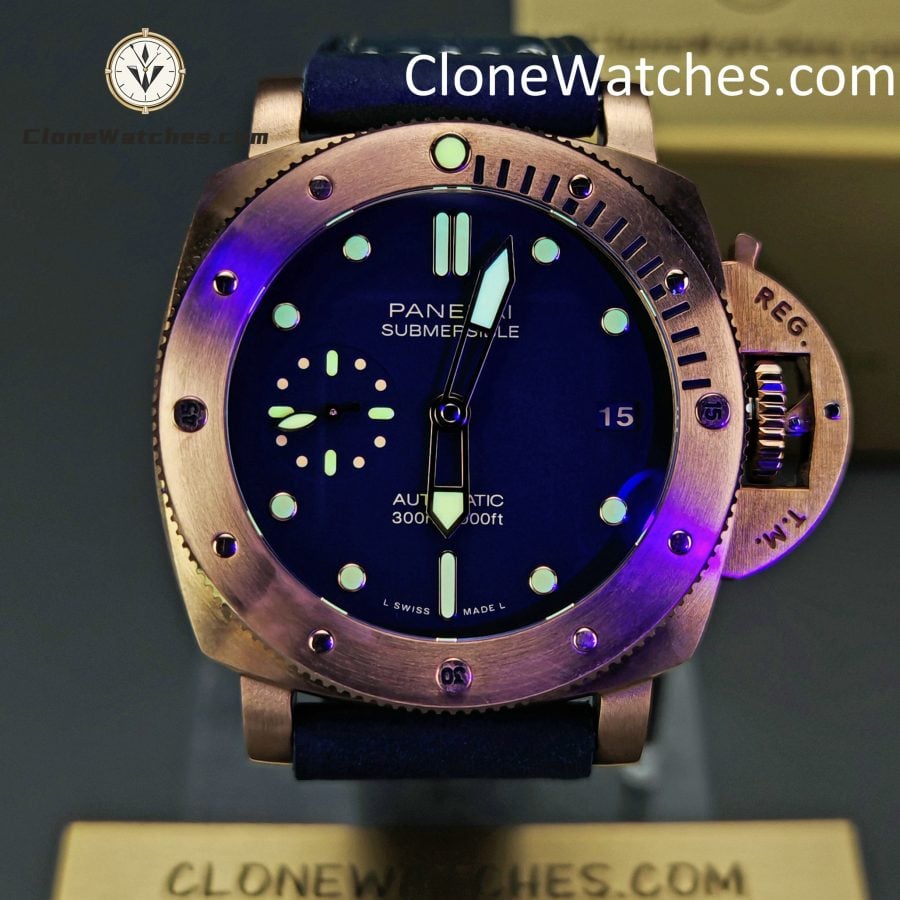 Panerai Super Clone Watches 1:1 Submersible Bronzo PAM01074 Blue Dial - Image 2