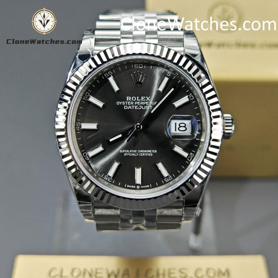Rolex Super Clone Watches 1:1 DateJust Grey Dial m126334-0013 Jubilee 41MM 3235 Movement