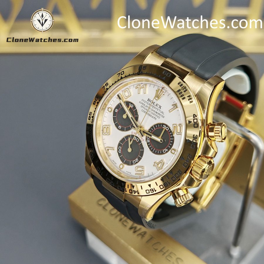 Rolex Super Clone Watches 1:1 Daytona White Arabic Dial Oysterflex Rubber Strap M116518 4130 Movement - Image 3