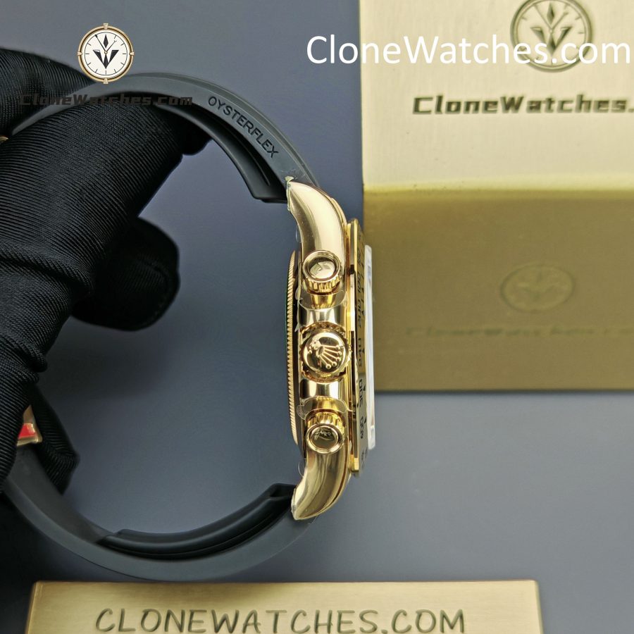 Rolex Super Clone Watches 1:1 Daytona White Arabic Dial Oysterflex Rubber Strap M116518 4130 Movement - Image 7