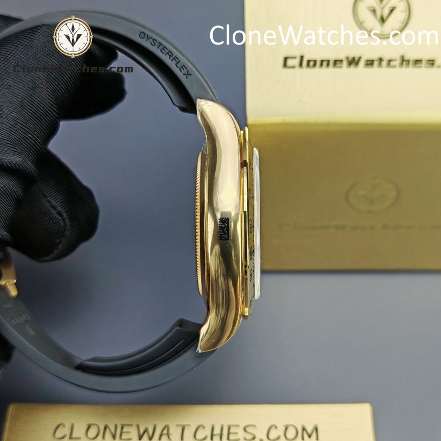 Rolex Super Clone Watches 1:1 Daytona White Arabic Dial Oysterflex Rubber Strap M116518 4130 Movement - Image 8