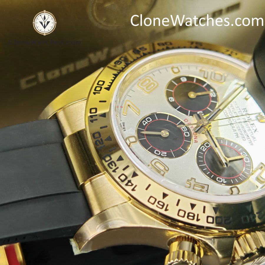 Rolex Super Clone Watches 1:1 Daytona White Arabic Dial Oysterflex Rubber Strap M116518 4130 Movement - Image 14