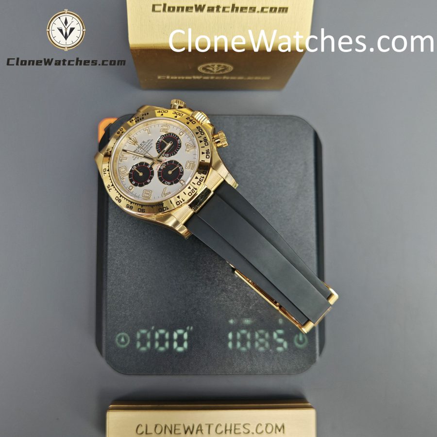 Rolex Super Clone Watches 1:1 Daytona White Arabic Dial Oysterflex Rubber Strap M116518 4130 Movement - Image 16