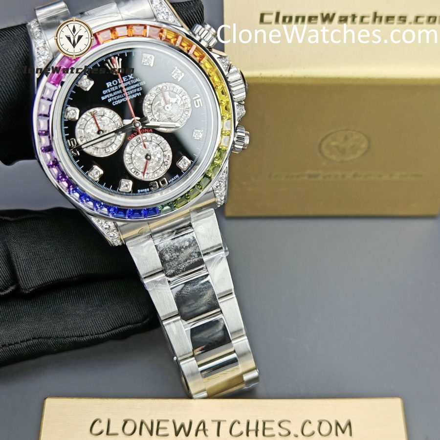 Rolex Super Clone Watches 1:1 Daytona 116599RBOW Rainbow Black Diamonds Dial 4130 Movement - Image 3