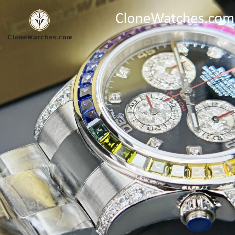 Rolex Super Clone Watches 1:1 Daytona 116599RBOW Rainbow Black Diamonds Dial 4130 Movement - Image 14