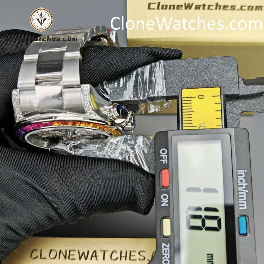 Rolex Super Clone Watches 1:1 Daytona 116599RBOW Rainbow Black Diamonds Dial 4130 Movement - Image 15