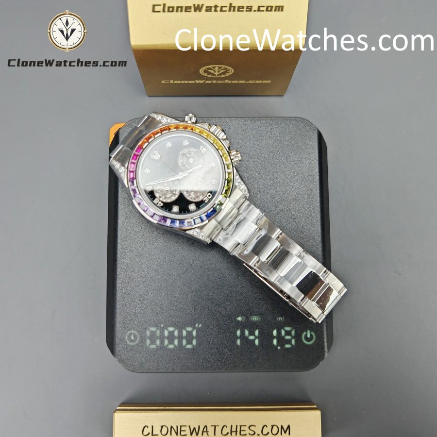Rolex Super Clone Watches 1:1 Daytona 116599RBOW Rainbow Black Diamonds Dial 4130 Movement - Image 16