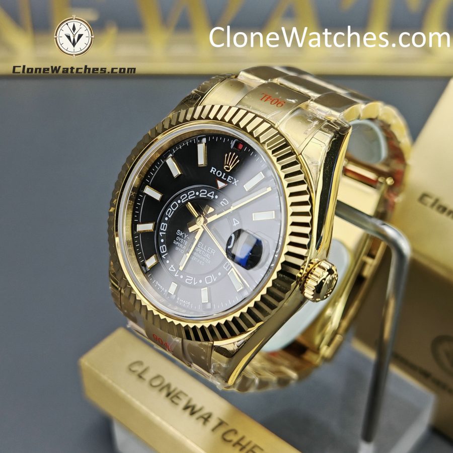 Rolex Super Clone Watches 1:1 Sky Dweller Yellow Gold Black Dial Oyster M336938-0002 9002 Movement - Image 3
