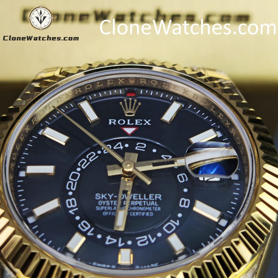 Rolex Super Clone Watches 1:1 Sky Dweller Yellow Gold Black Dial Oyster M336938-0002 9002 Movement - Image 14