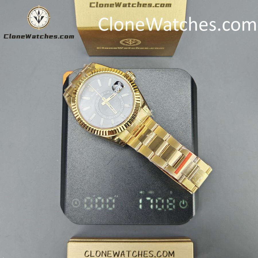 Rolex Super Clone Watches 1:1 Sky Dweller Yellow Gold Black Dial Oyster M336938-0002 9002 Movement - Image 17