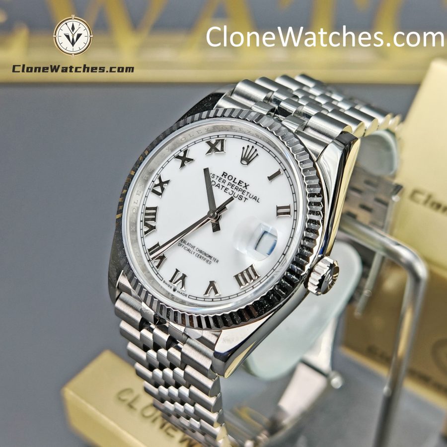 Rolex Super Clone Watches 1:1 DateJust White Dial Roman M126234 - 0025 Jubilee 36MM 3235 Movement - Image 2