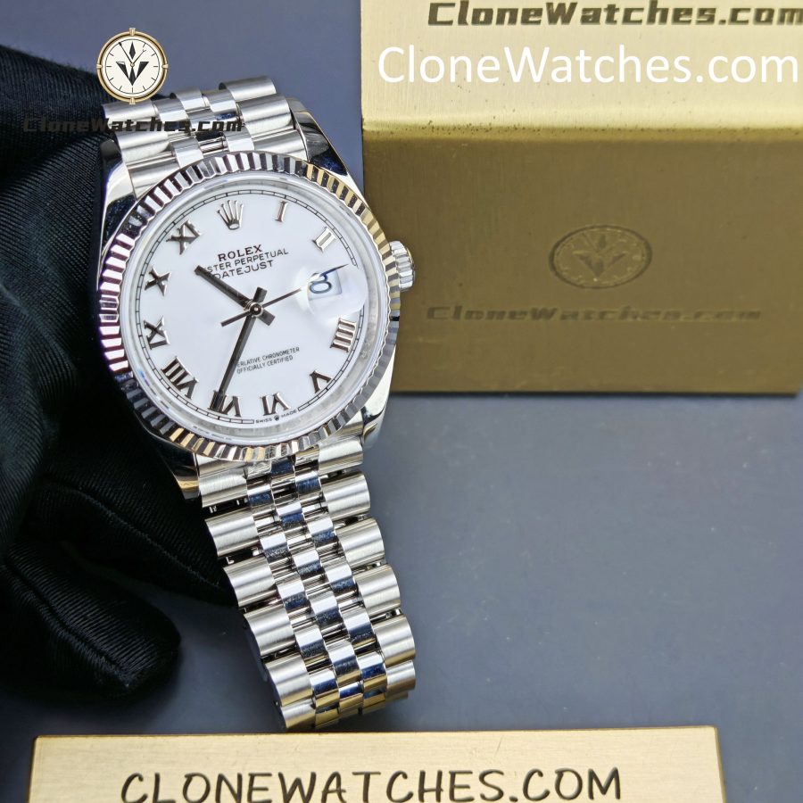 Rolex Super Clone Watches 1:1 DateJust White Dial Roman M126234 - 0025 Jubilee 36MM 3235 Movement - Image 3