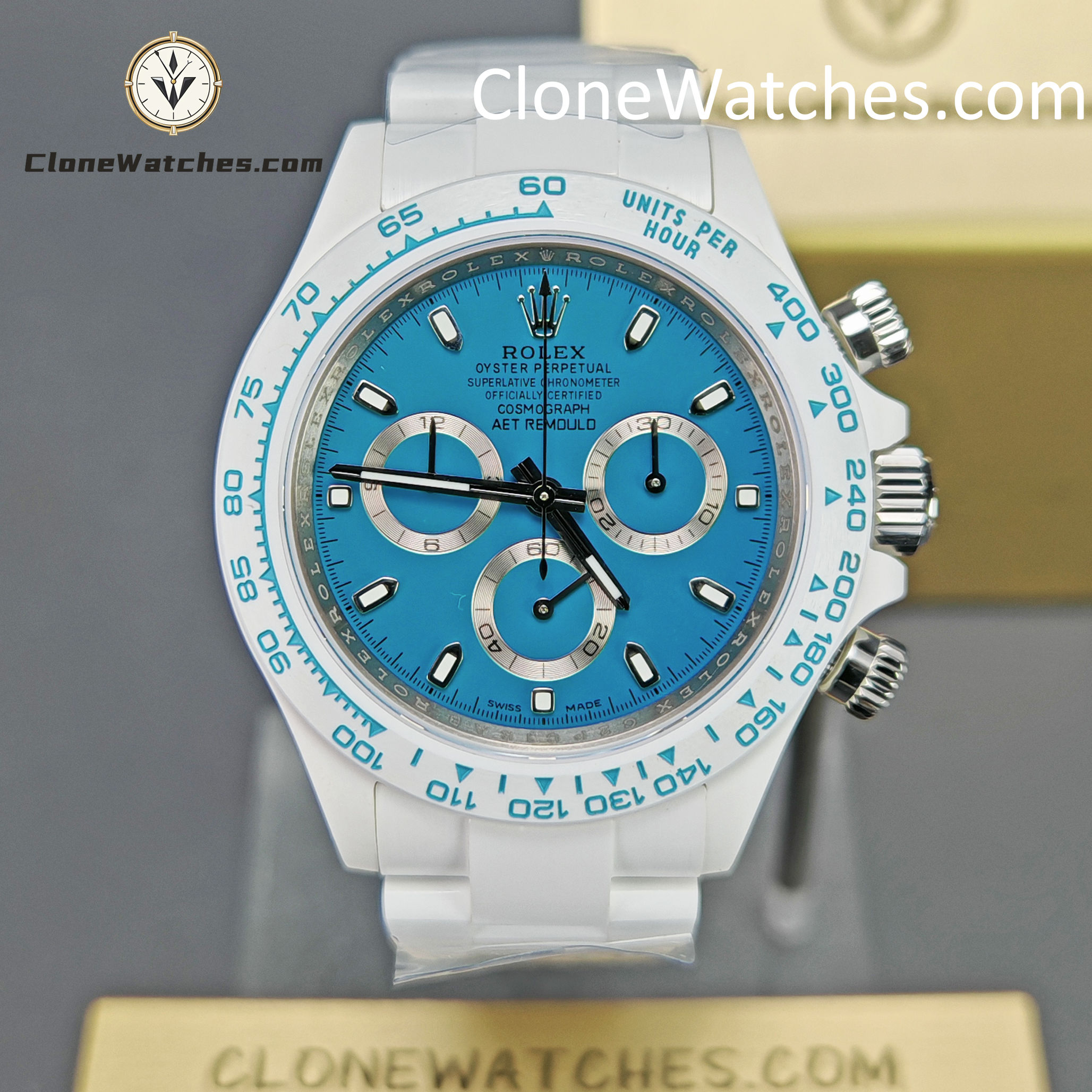 Modified Super Clone Watches 1:1 AET Rolex Daytona Full Ceramic Abu Dhabi 4130 Movement