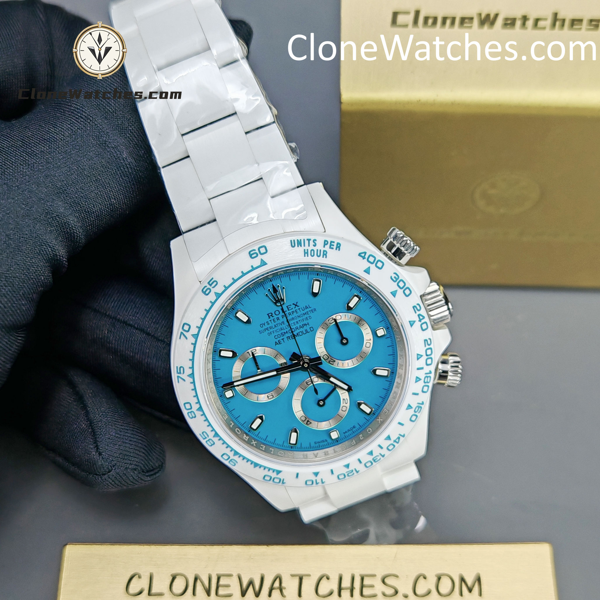 Modified Super Clone Watches 1:1 AET Rolex Daytona Full Ceramic Abu Dhabi 4130 Movement - Image 5