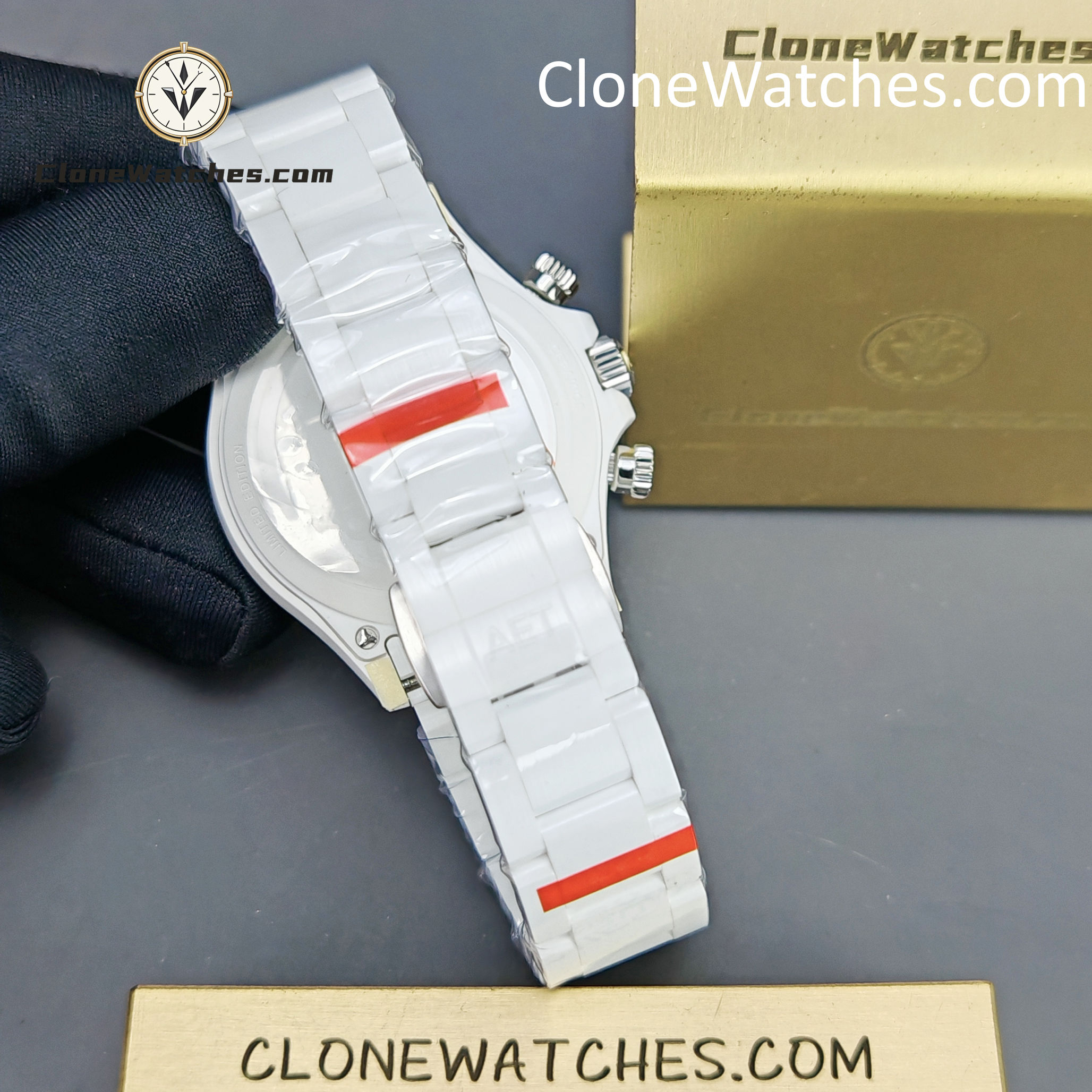 Modified Super Clone Watches 1:1 AET Rolex Daytona Full Ceramic Abu Dhabi 4130 Movement - Image 7