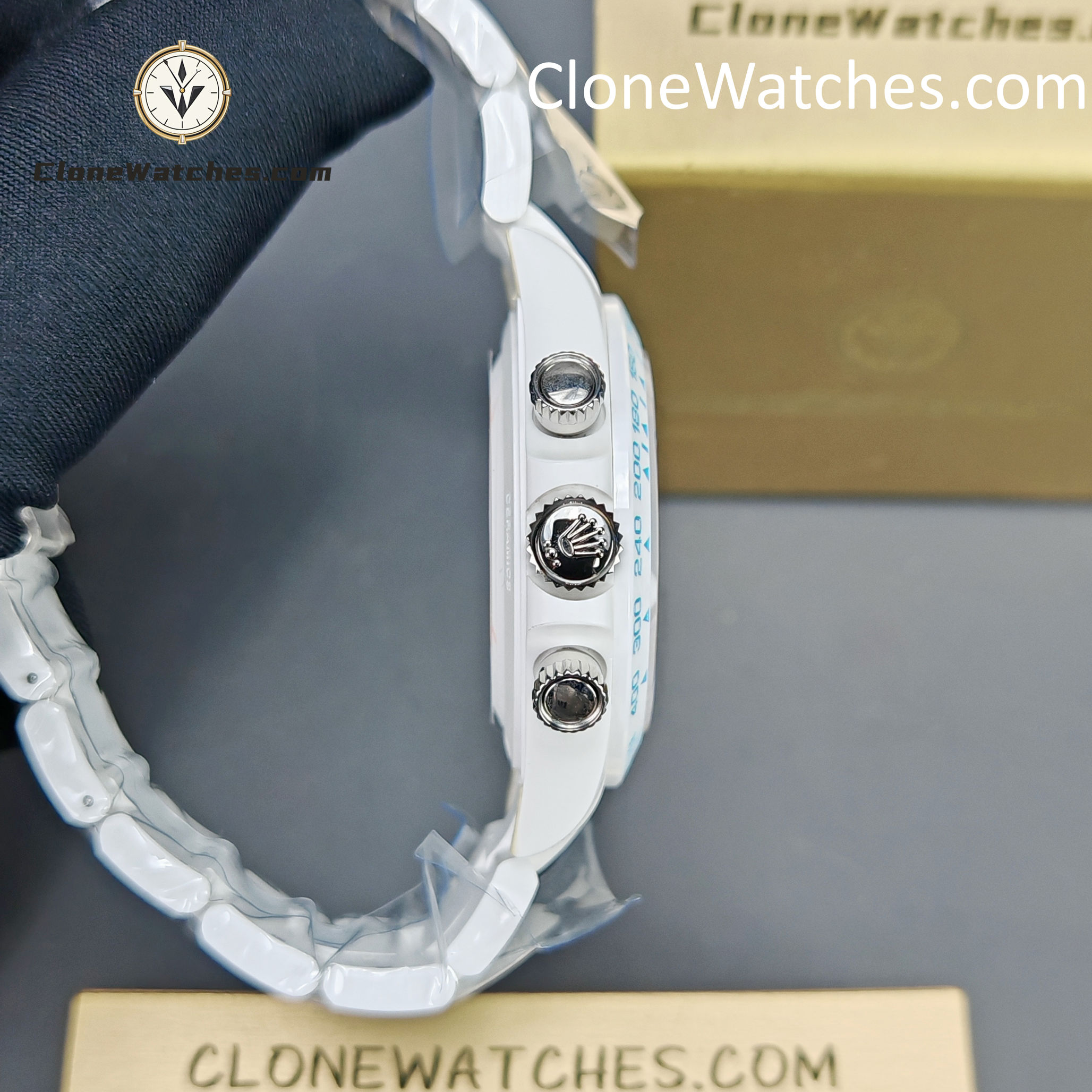 Modified Super Clone Watches 1:1 AET Rolex Daytona Full Ceramic Abu Dhabi 4130 Movement - Image 8