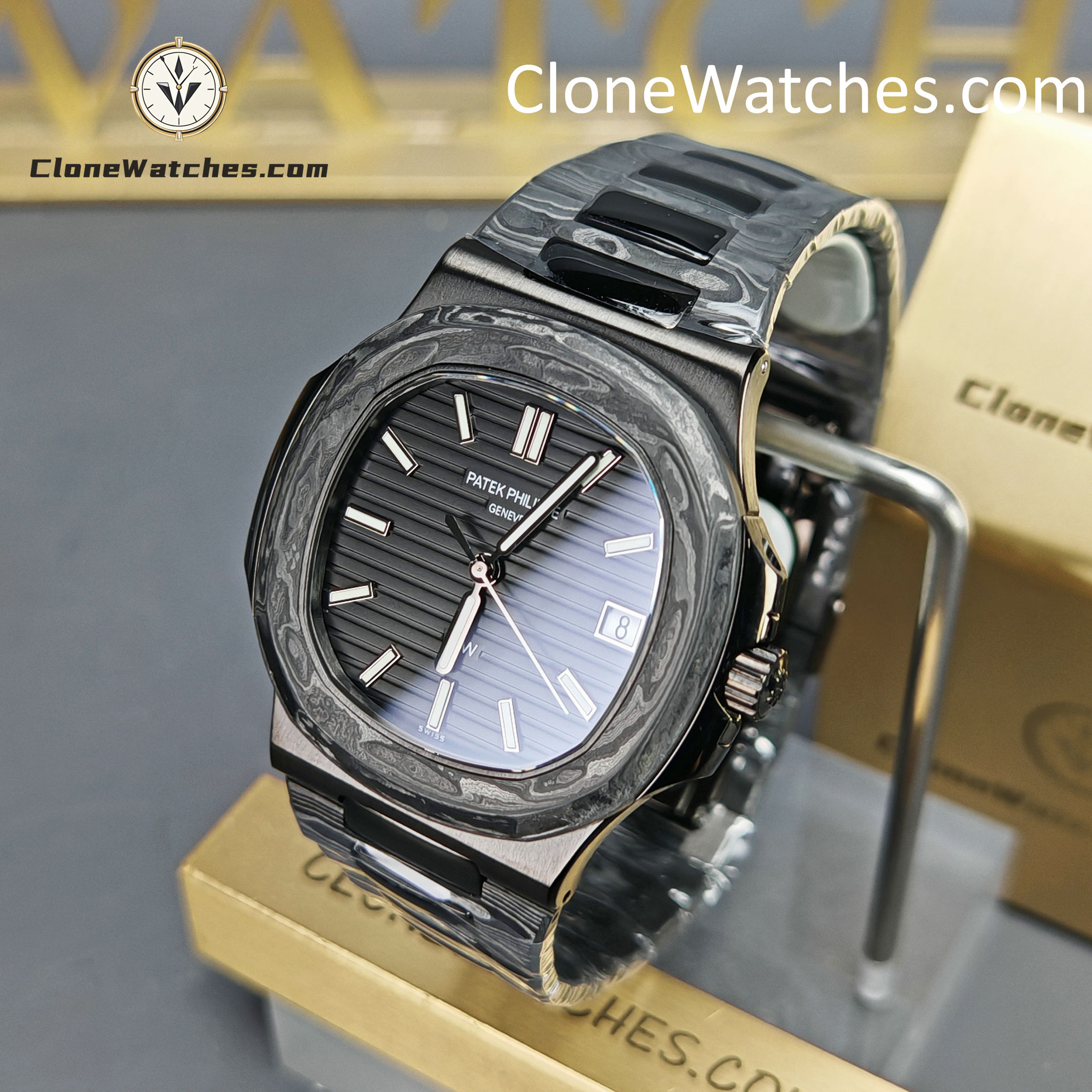 Modified Super Clone Watches 1:1 DiW Patek Philippe Nautilus CARBON BLACK 5711 - Image 3