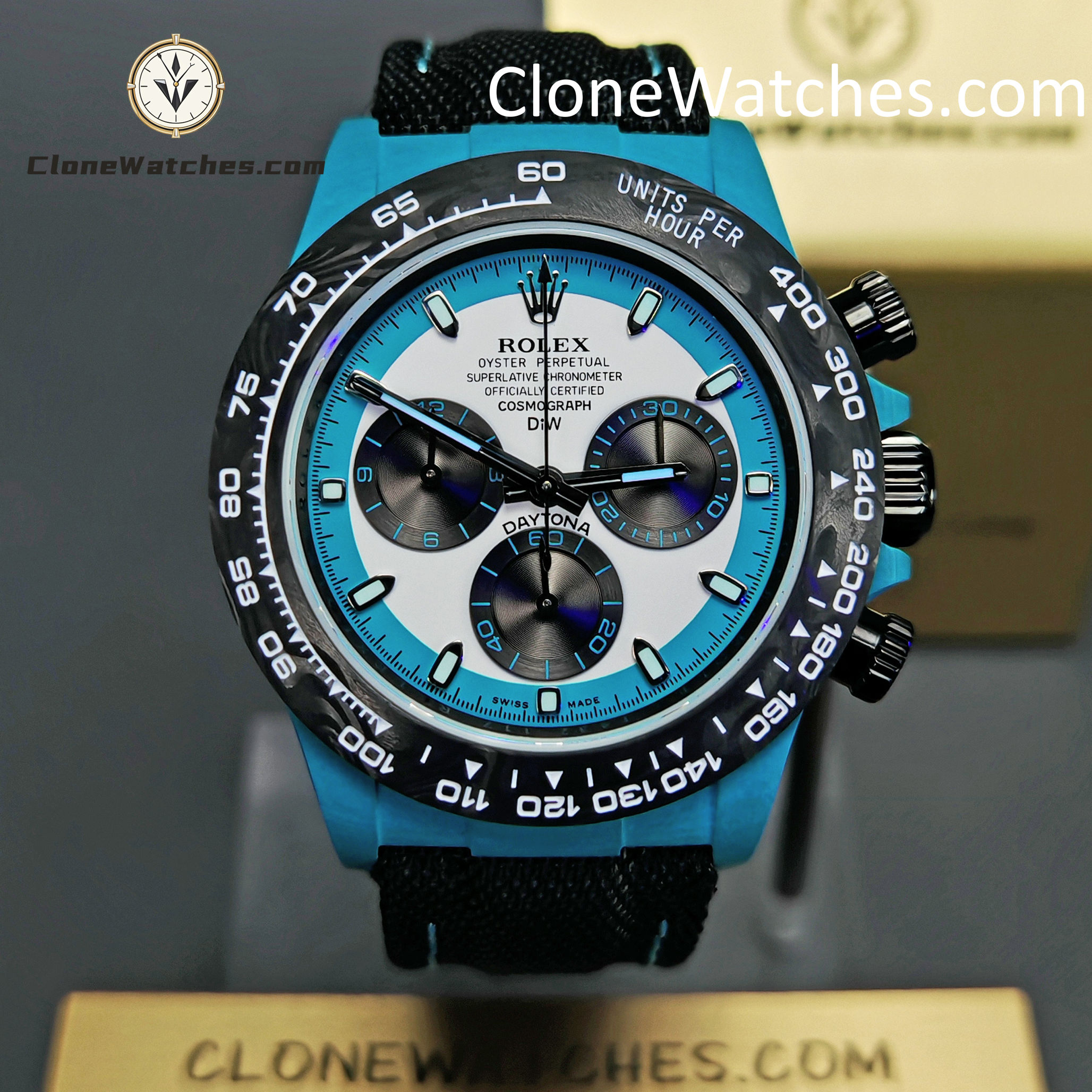 Modified Super Clone Watches 1:1 DiW Rolex Daytona Quartz Fiber CELESTE INVERT - Image 2
