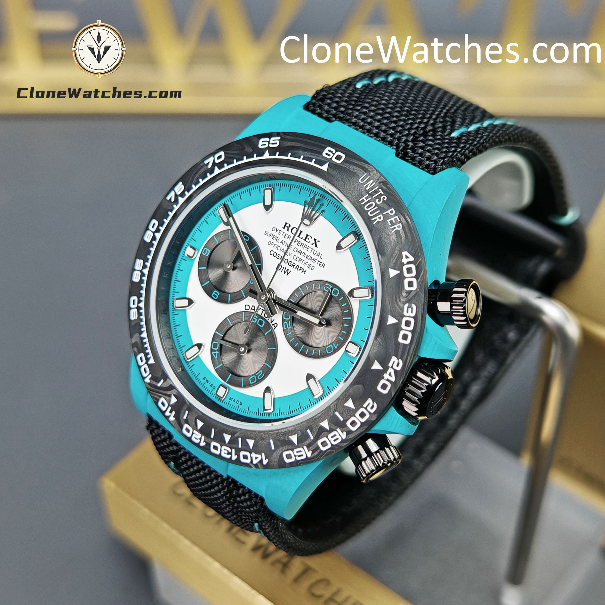 Modified Super Clone Watches 1:1 DiW Rolex Daytona Quartz Fiber CELESTE INVERT - Image 3