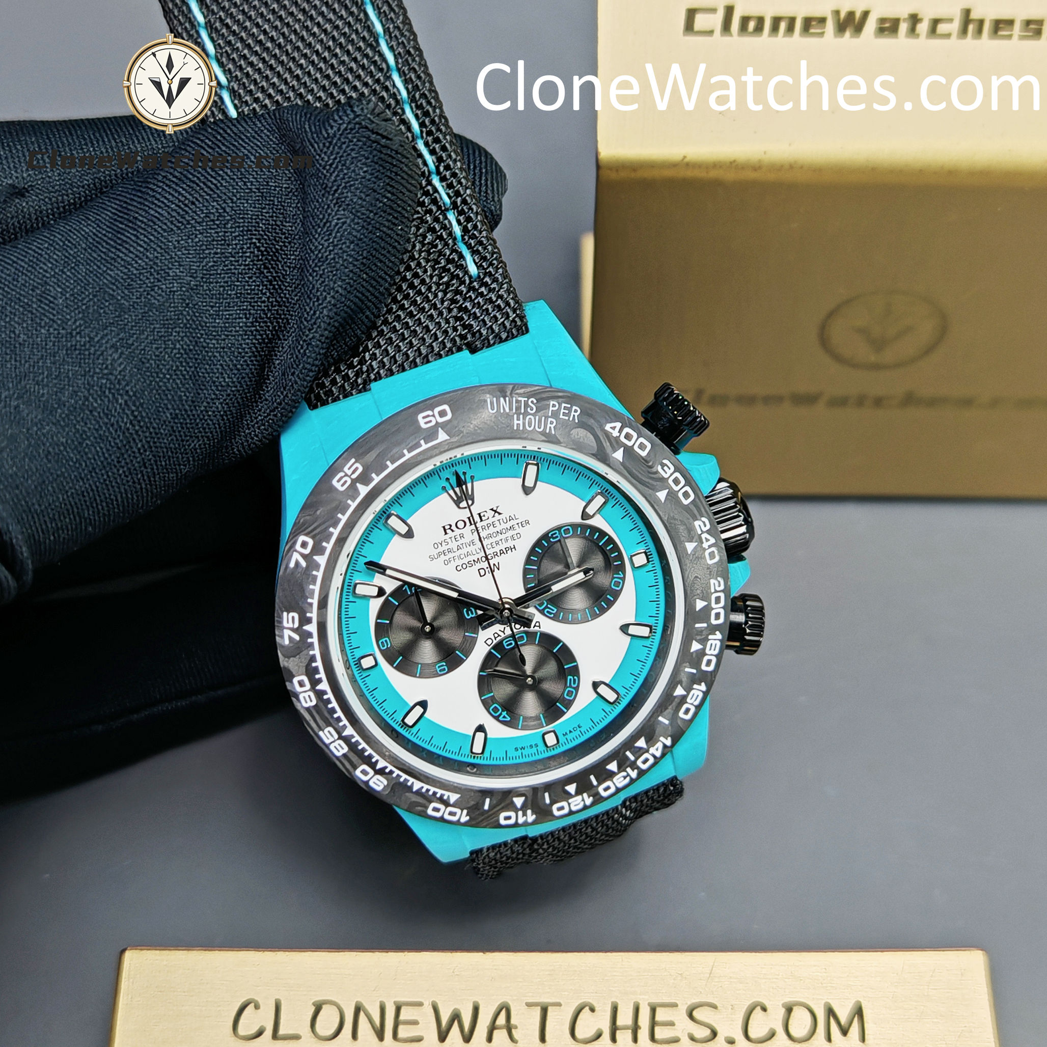 Modified Super Clone Watches 1:1 DiW Rolex Daytona Quartz Fiber CELESTE INVERT - Image 5