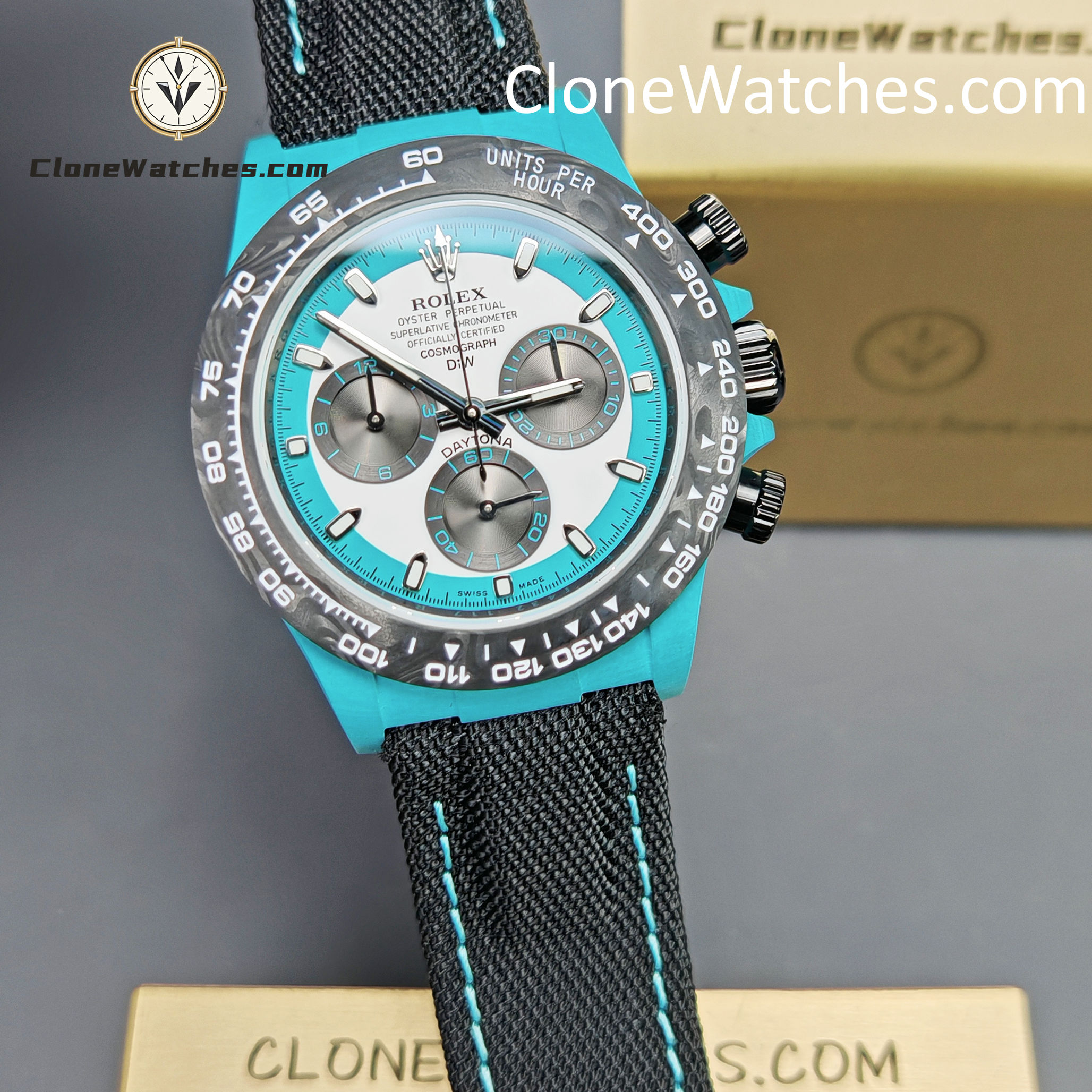 Modified Super Clone Watches 1:1 DiW Rolex Daytona Quartz Fiber CELESTE INVERT - Image 6