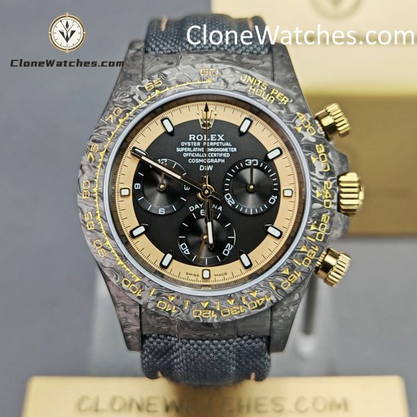 Modified Super Clone Watches 1:1 DiW Rolex Daytona NTPT Carbon "CREAM INVERT GOLD"
