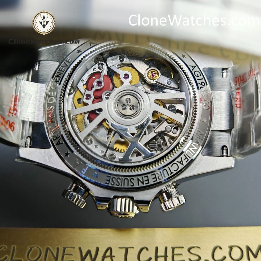 Rolex Super Clone Watches 1:1 Daytona Arolla Blue Crystal Skeleton Dial Diamonds Bezel 4130 Movement - Image 13