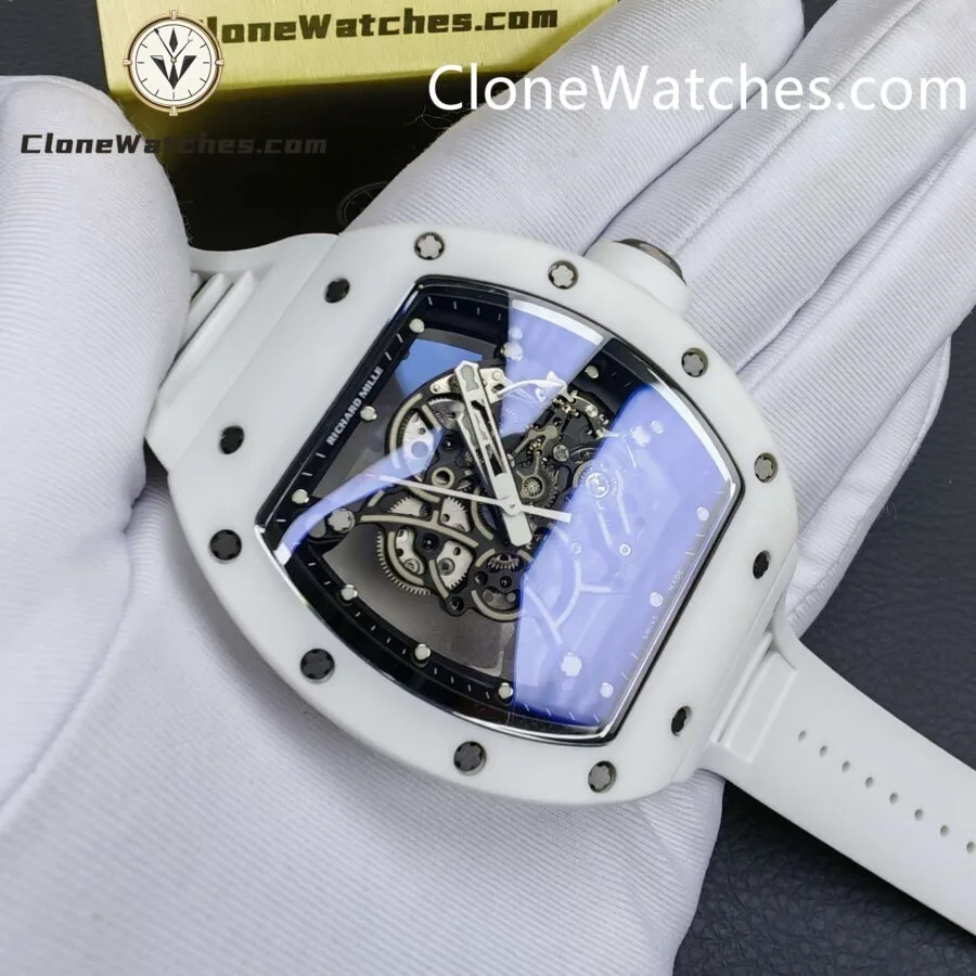 Richard Mille Super Clone Watches 1:1 RM 055 Ceramics Tourbillon White Strap - Image 6