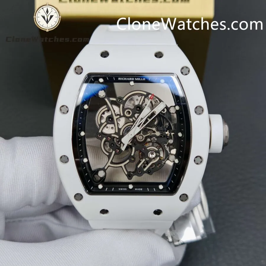 Richard Mille Super Clone Watches 1:1 RM 055 Ceramics Tourbillon White Strap - Image 4