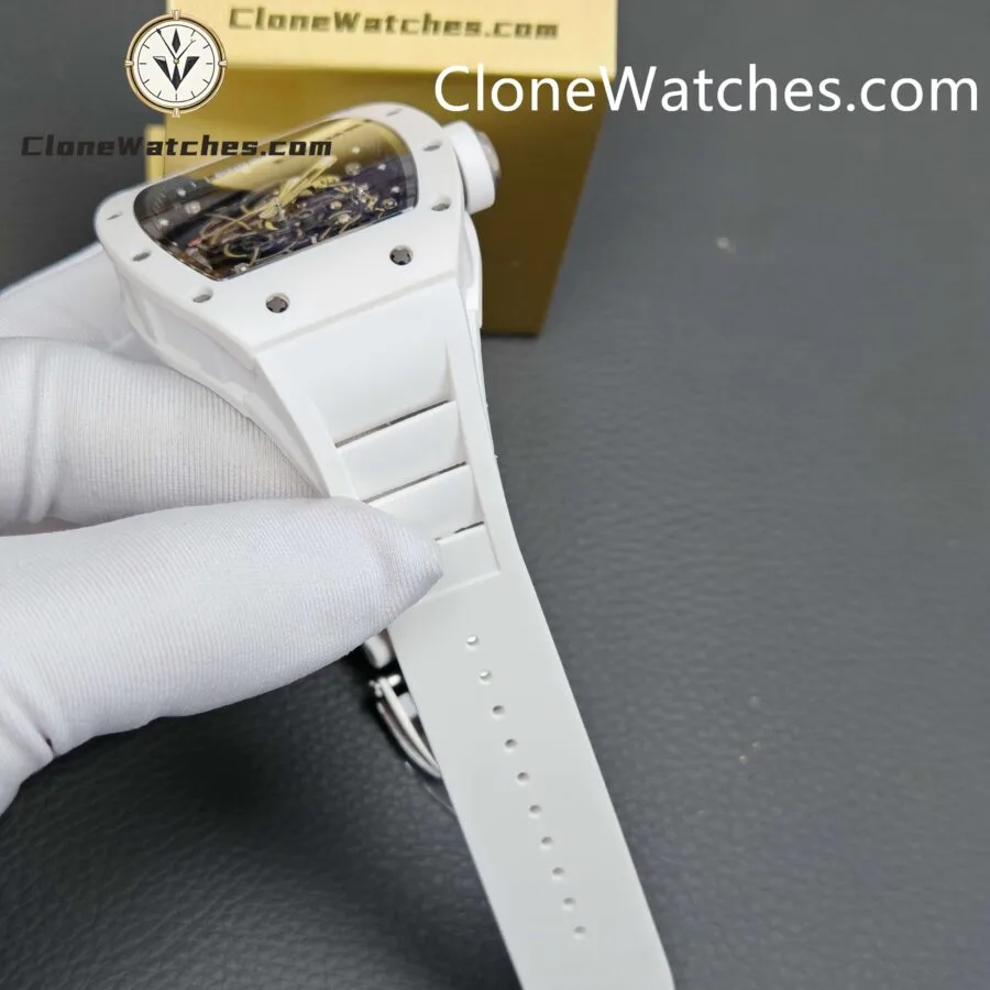 Richard Mille Super Clone Watches 1:1 RM 055 Ceramics Tourbillon White Strap - Image 9