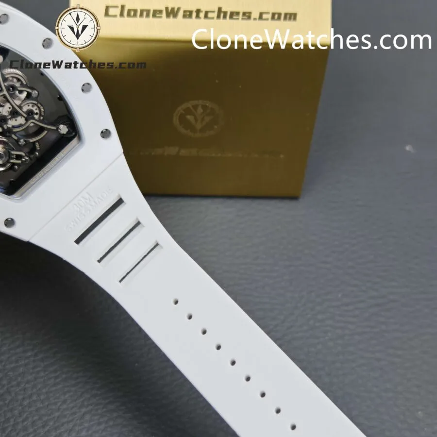 Richard Mille Super Clone Watches 1:1 RM 055 Ceramics Tourbillon White Strap - Image 11