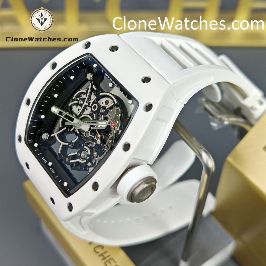 Richard Mille Super Clone Watches 1:1 RM 055 Ceramics Tourbillon White Strap - Image 3