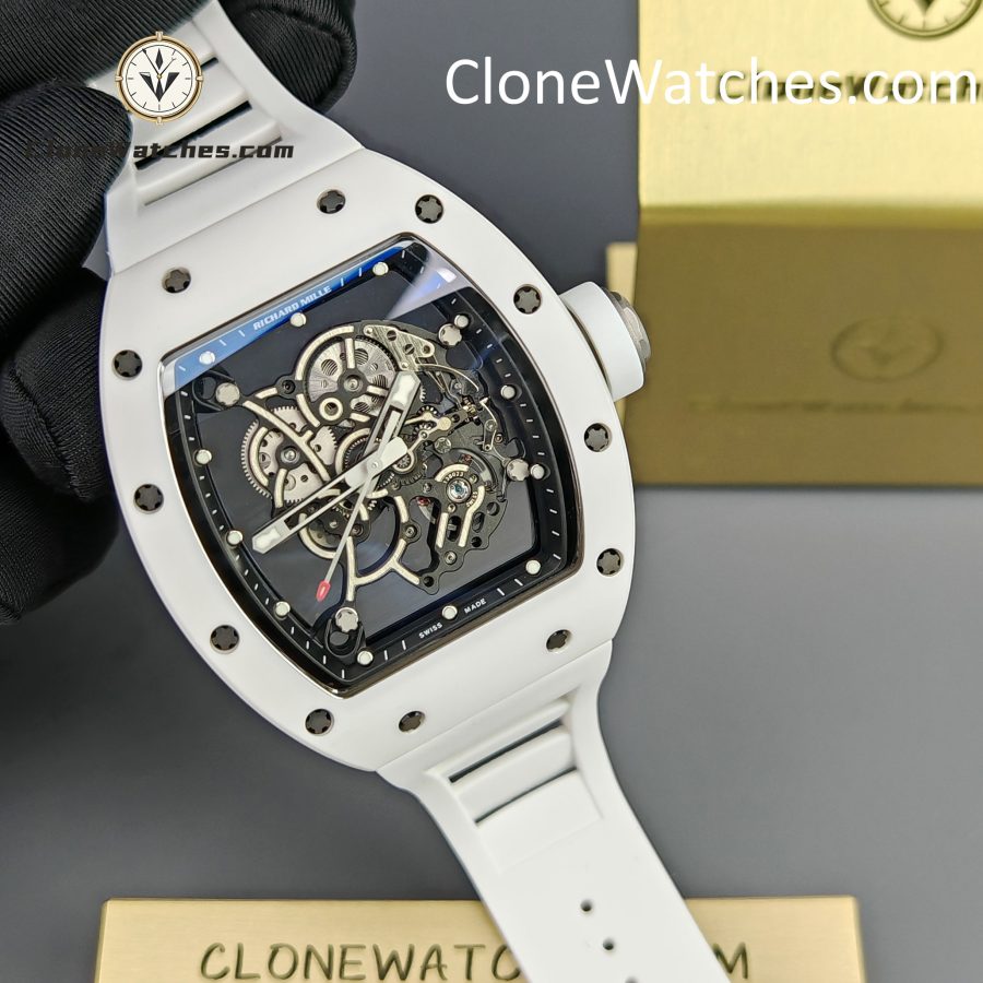 Richard Mille Super Clone Watches 1:1 RM 055 Ceramics Tourbillon White Strap - Image 6