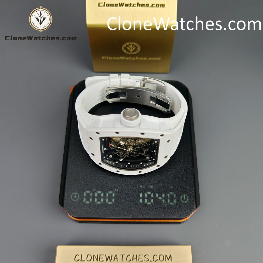 Richard Mille Super Clone Watches 1:1 RM 055 Ceramics Tourbillon White Strap - Image 14