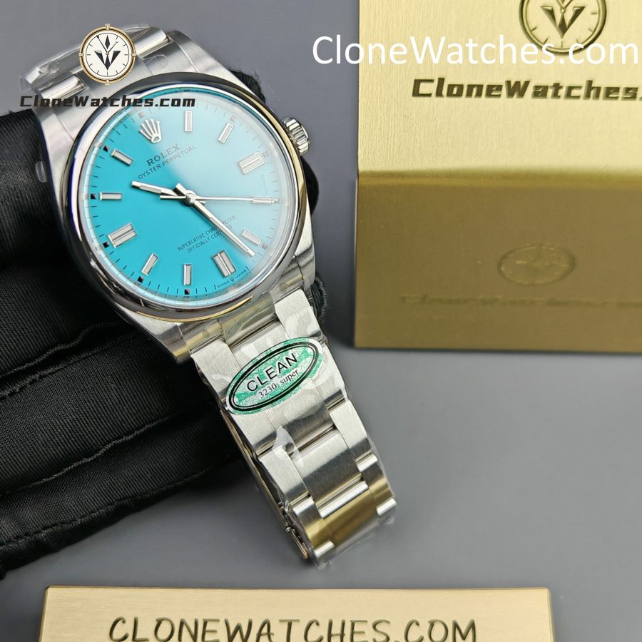 Rolex Super Clone Watches 1:1 Oyster Perpetual Turquoise Blue Dial 36mm M126000-0006 3230 Movement - Image 4