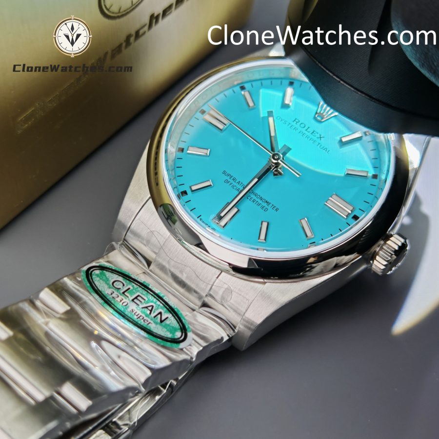 Rolex Super Clone Watches 1:1 Oyster Perpetual Turquoise Blue Dial 36mm M126000-0006 3230 Movement - Image 15