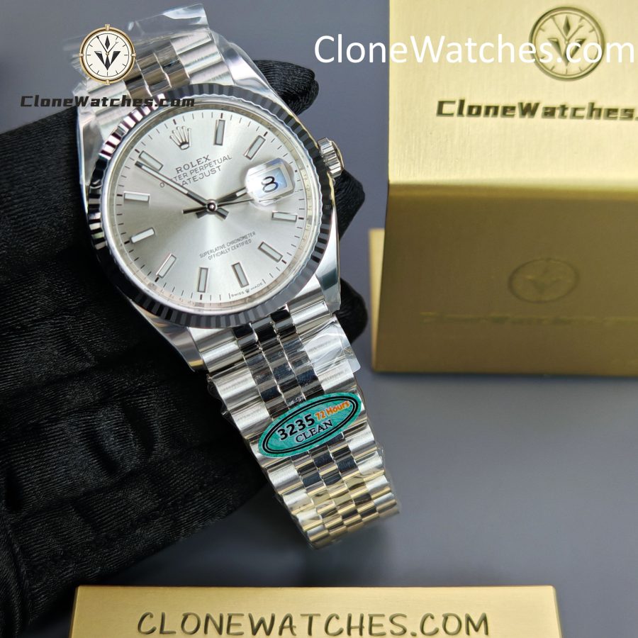 Rolex Super Clone Watches 1:1 DateJust m126234-0013 Silver Dial Jubilee 36MM 3235 Movement - Image 4