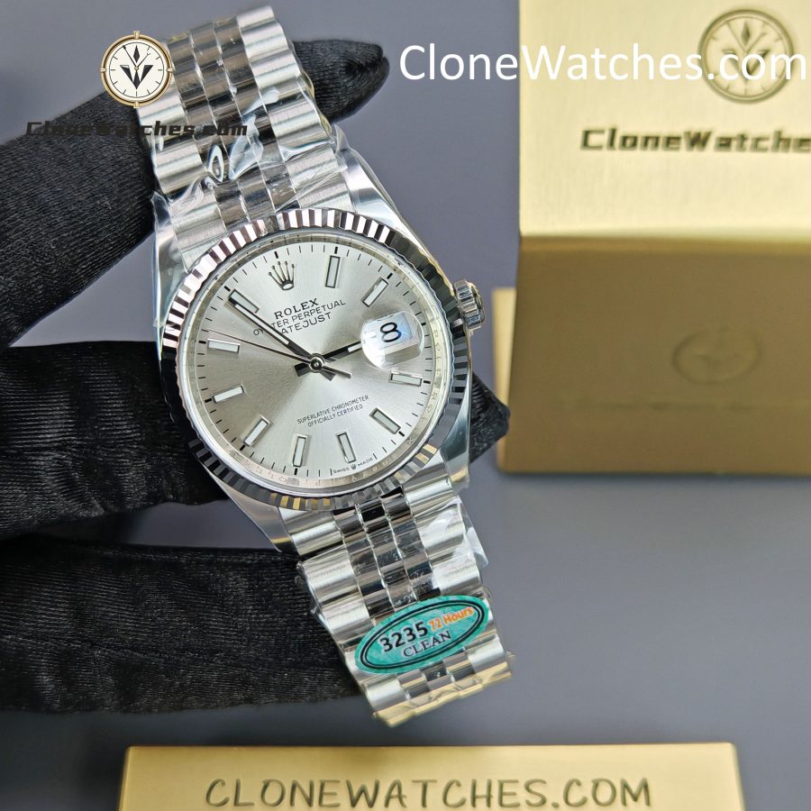 Rolex Super Clone Watches 1:1 DateJust m126234-0013 Silver Dial Jubilee 36MM 3235 Movement - Image 6