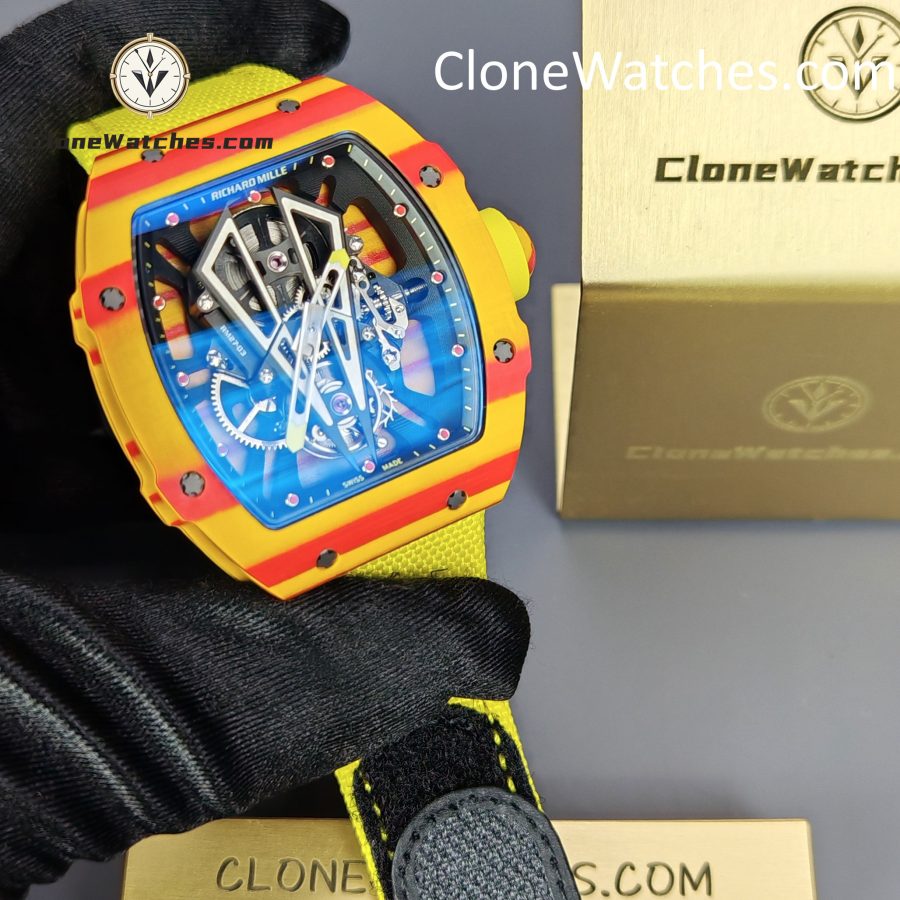Richard Mille Super Clone Watches 1:1 RM 027 - 03 Tourbillon Rafael Nadal Yellow Strap - Image 3