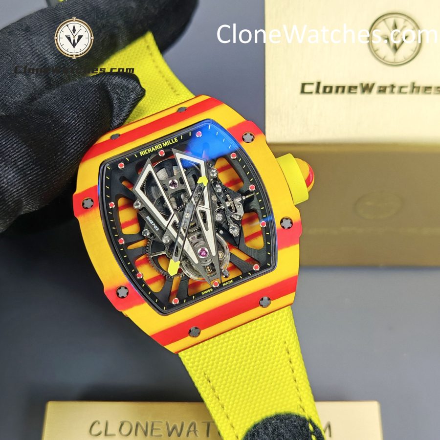 Richard Mille Super Clone Watches 1:1 RM 027 - 03 Tourbillon Rafael Nadal Yellow Strap - Image 5