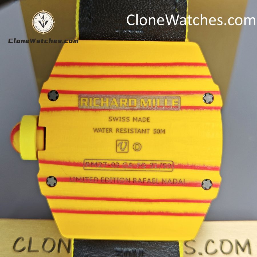 Richard Mille Super Clone Watches 1:1 RM 027 - 03 Tourbillon Rafael Nadal Yellow Strap - Image 10