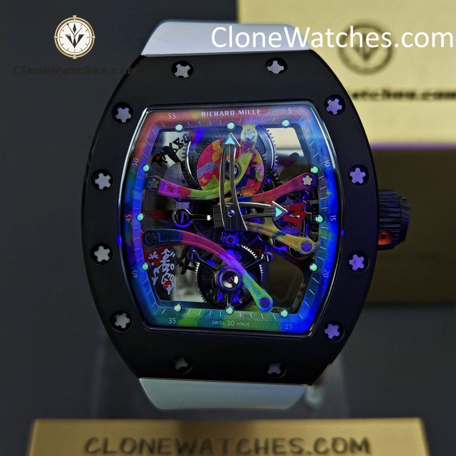 Richard Mille Super Clone Watches 1:1 RM 68 -01 Tourbillon Cyril Kongo White Strap - Image 2