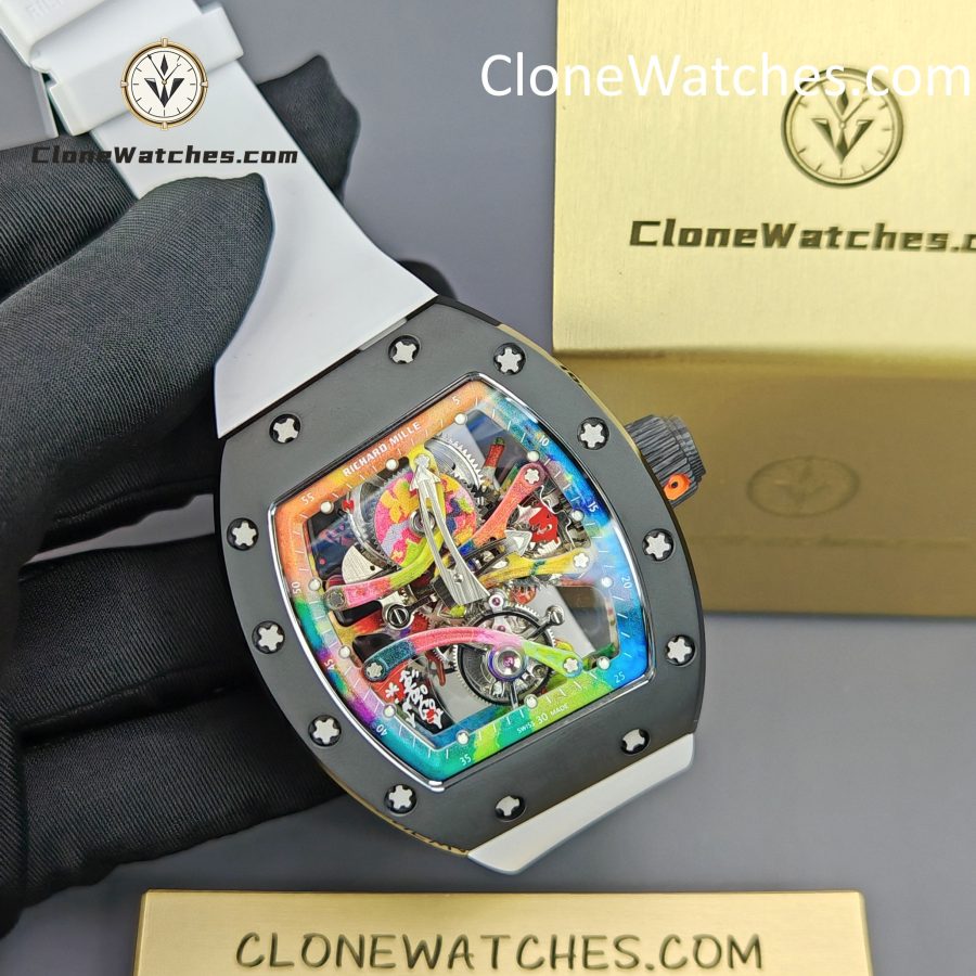 Richard Mille Super Clone Watches 1:1 RM 68 -01 Tourbillon Cyril Kongo White Strap - Image 5