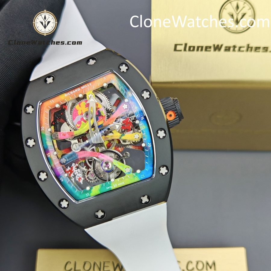 Richard Mille Super Clone Watches 1:1 RM 68 -01 Tourbillon Cyril Kongo White Strap - Image 6