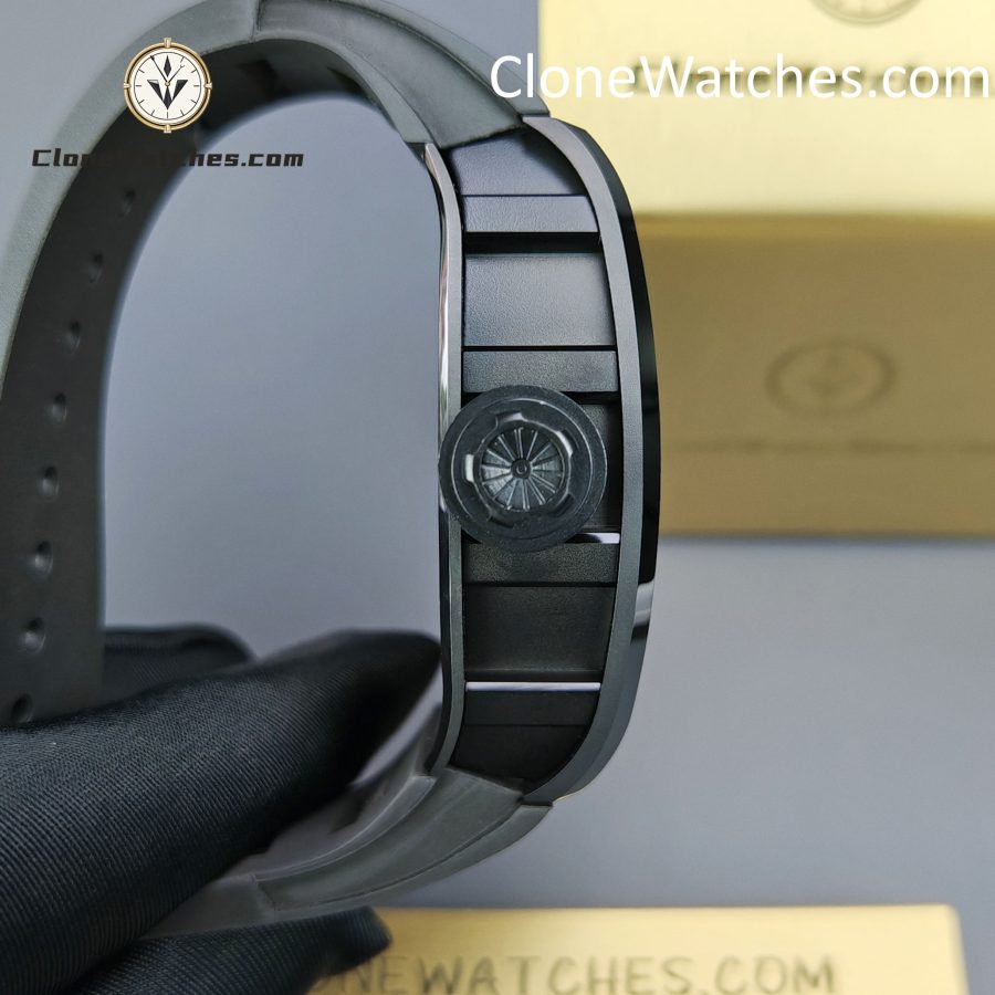 Richard Mille Super Clone Watches 1:1 RM 052 Tourbillon Skull Rose Gold Black Strap - Image 7