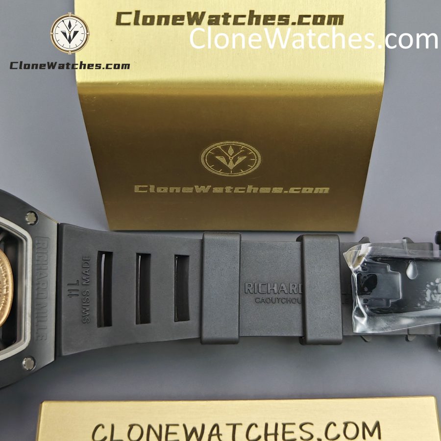 Richard Mille Super Clone Watches 1:1 RM 052 Tourbillon Skull Rose Gold Black Strap - Image 10