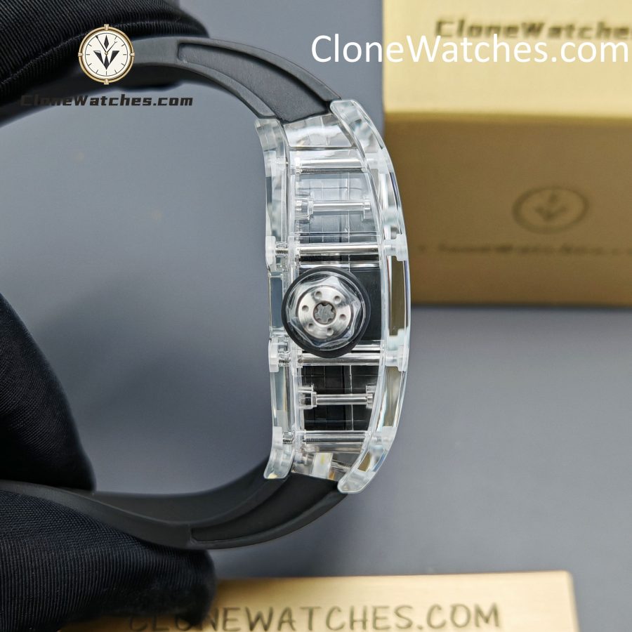 Richard Mille Super Clone Watches 1:1 RM 035 Full Transparent Tourbillon Black Strap - Image 7