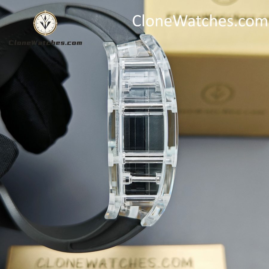 Richard Mille Super Clone Watches 1:1 RM 035 Full Transparent Tourbillon Black Strap - Image 8
