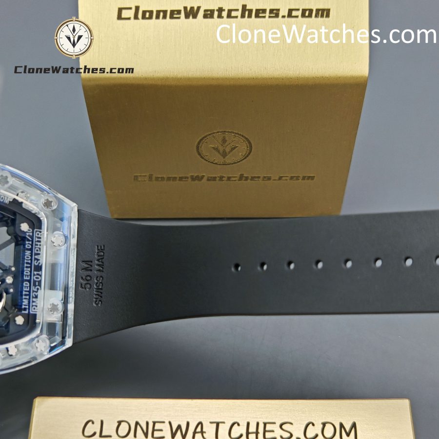 Richard Mille Super Clone Watches 1:1 RM 035 Full Transparent Tourbillon Black Strap - Image 11