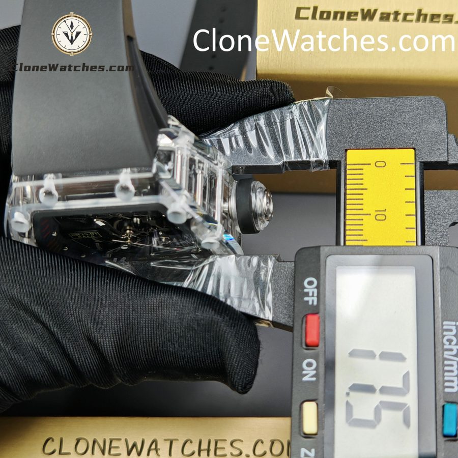 Richard Mille Super Clone Watches 1:1 RM 035 Full Transparent Tourbillon Black Strap - Image 13